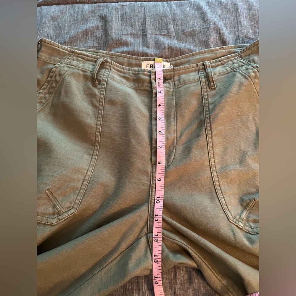 FRAME Cropped Cargo Utility Mid Rise Cargo Cotton Pants Military Green US 31 - Picture 9 of 10